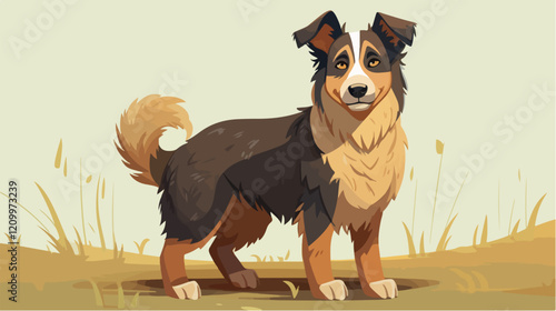 Flat illustration of dog. Guard dog. Domestic animal.