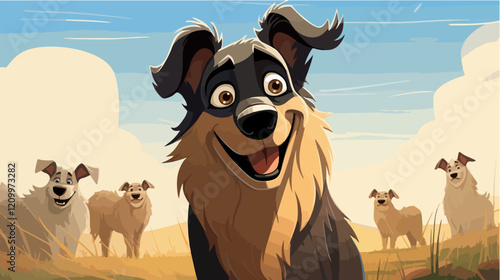 Flat illustration of dog. Guard dog. Domestic animal.