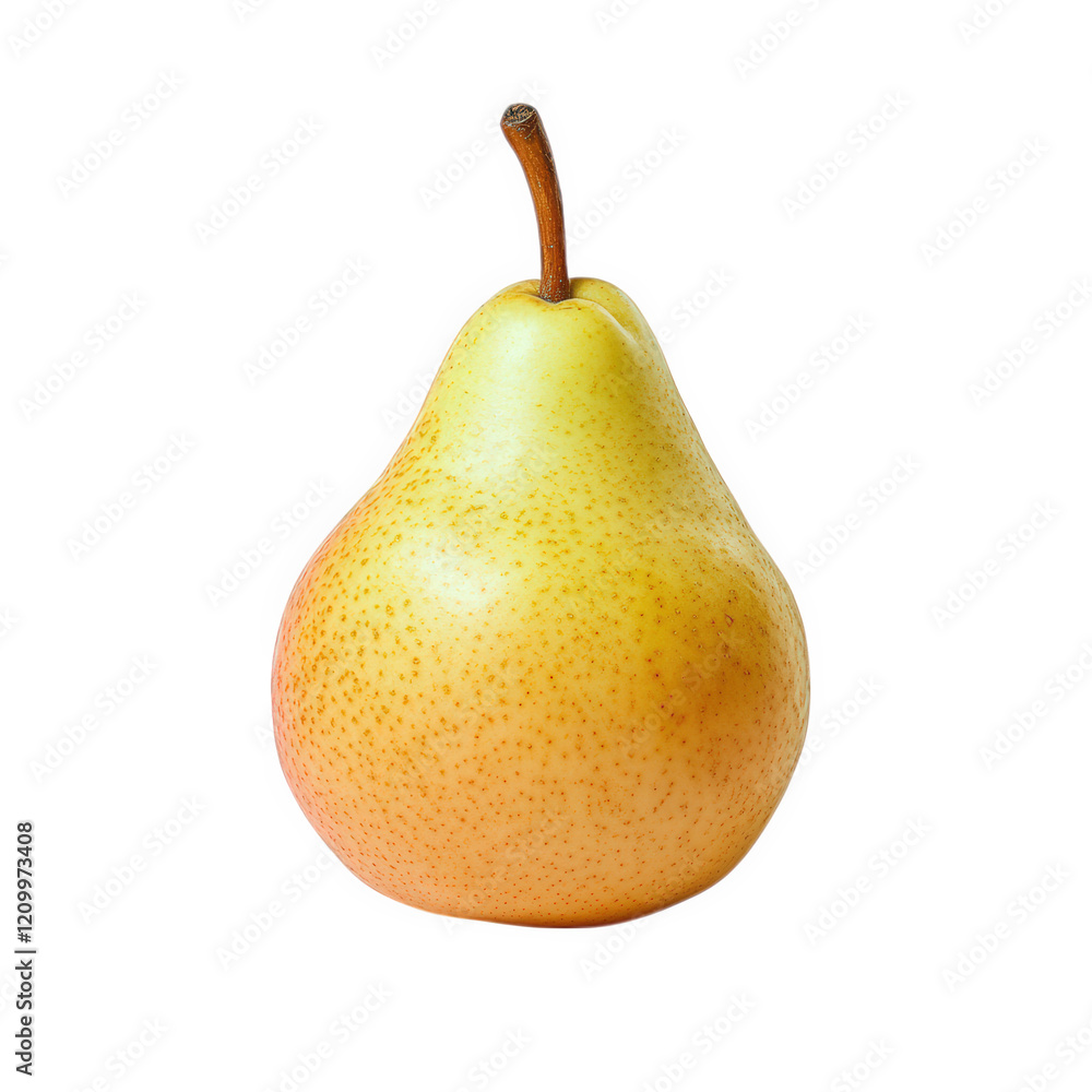 single. ripe pear with a smooth. yellowish skin adorned with small speckles. set against a soft pink background the pear's shape is rounded at the bottom and tapers to a slender stem. highlighting its single. ripe pear with a smooth. yellowish skin adorned with small speckles. set against a soft pink background the pear's shape is rounded at the bottom and tapers to a slender stem. highlighting its