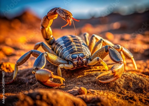 Venomous Cape Thick-Tailed Scorpion in Botswana's Mashatu Game Reserve photo