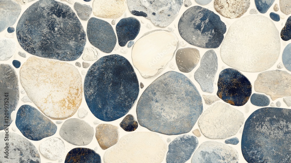 Abstract Stone Wall Design Featuring Blue and Beige Tones Abstract Stone Wall Design Featuring Blue and Beige Tones