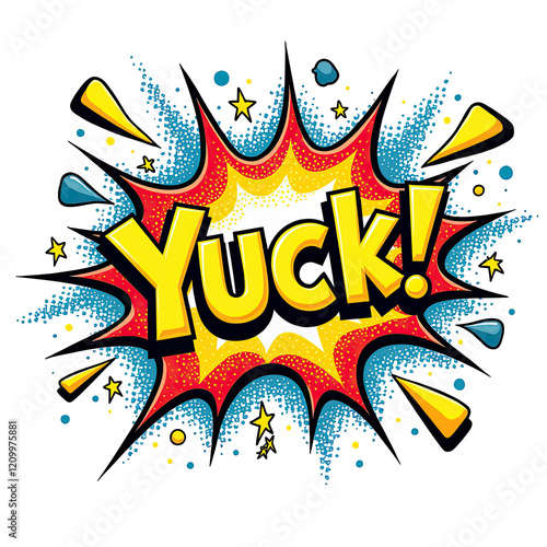PNG  Vibrant and dynamic comic art style showcasing the word yuck with bold colors and energetic design elements, ai generated