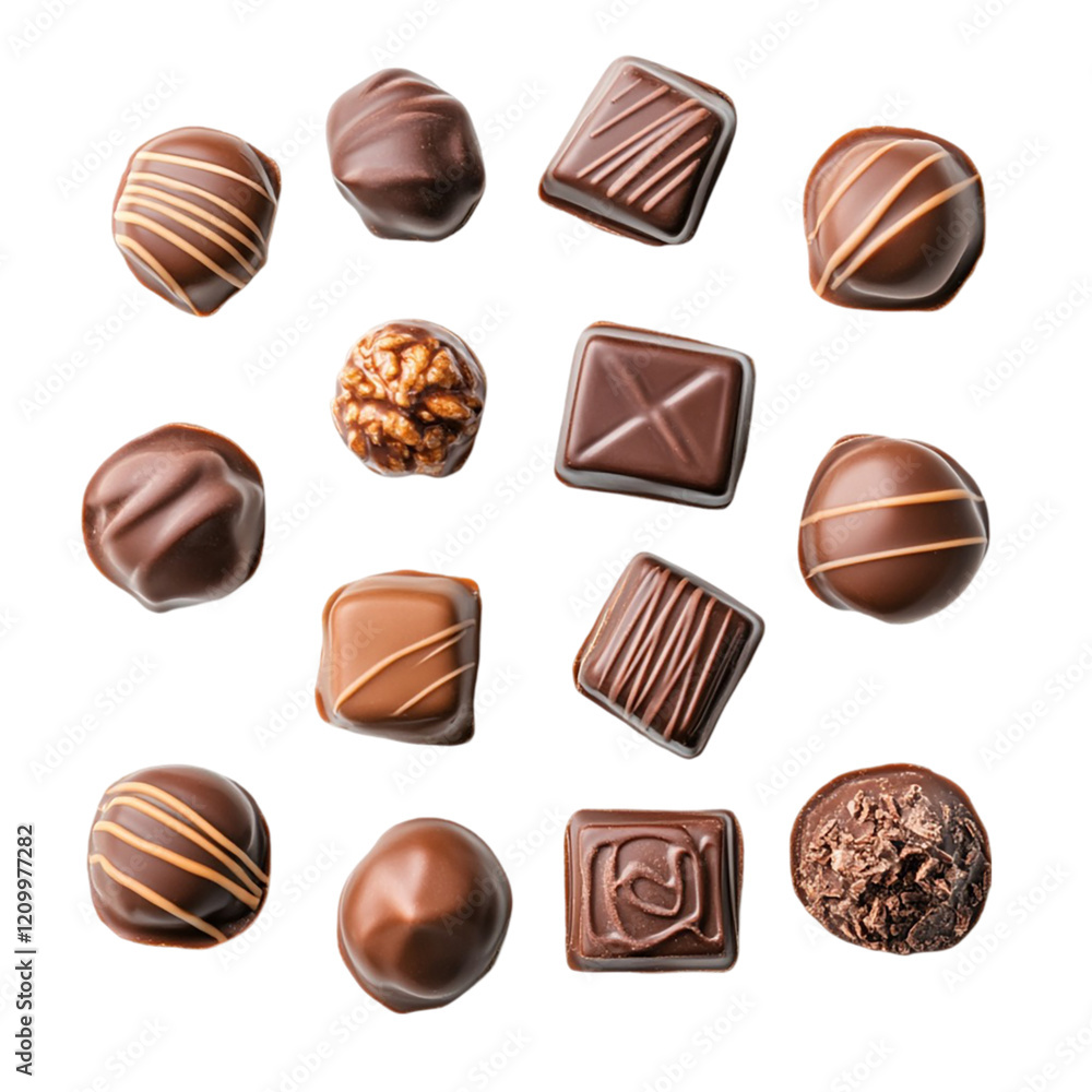 Fototapeta premium Chocolate Covered Raisins in a Burlap Sack top view isolated on transparent background.