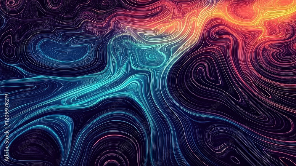 Psychedelic Abstract Pattern with Hidden Symbols and Unprecedented Flowing Colors in Vivid Swirls of Blue, Orange and Red Tones Psychedelic Abstract Pattern with Hidden Symbols and Unprecedented Flowing Colors in Vivid Swirls of Blue, Orange and Red Tones