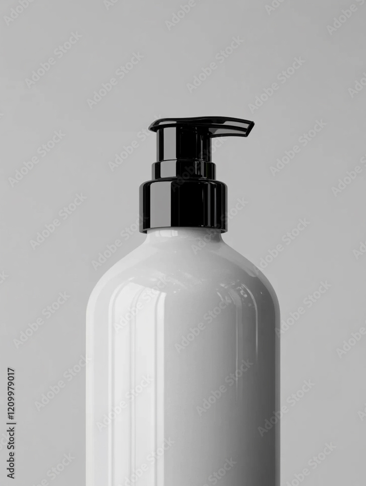 Clean and minimalistic white pump bottle for skincare Clean and minimalistic white pump bottle for skincare