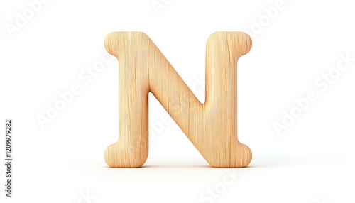 Wooden letter 'N' displayed prominently against a plain white background, ideal for educational materials