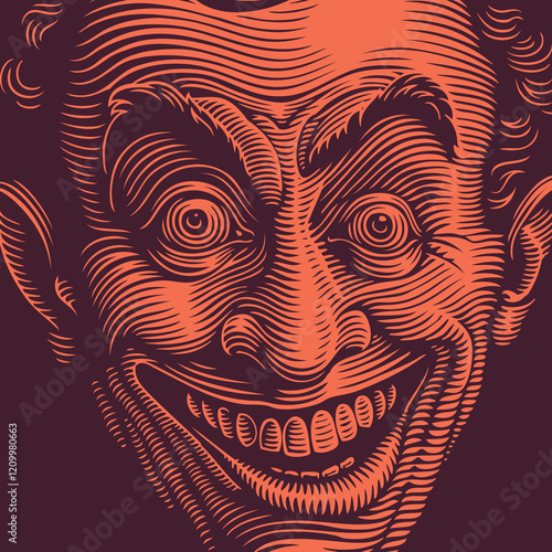 Portrait of a Madman. Editable hand drawn illustration. Vector vintage engraving. 8 EPS