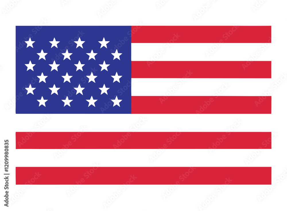 Naklejka premium USA flag. American Flag vector art and illustration with white background