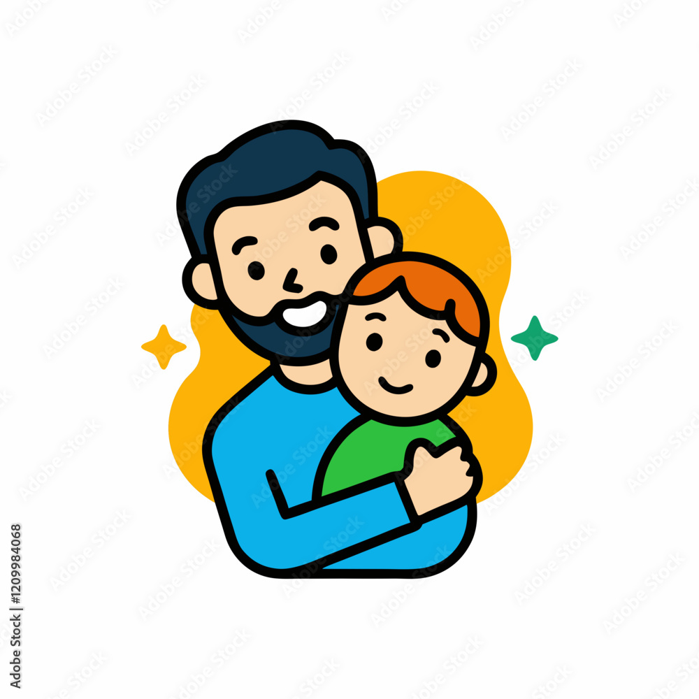 STICKER DESIGN Of A cheerful father and child STICKER DESIGN Of A cheerful father and child