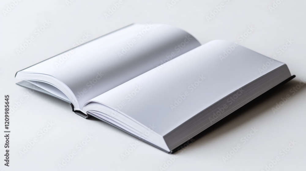 Open blank notebook ready for writing or drawing on white background Open blank notebook ready for writing or drawing on white background
