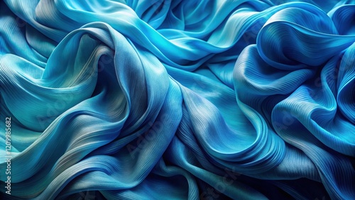 Wallpaper Mural Abstract Draped Blue Fabric Texture Elegant Waves and Curves of Soft, Shimmering Material Torontodigital.ca