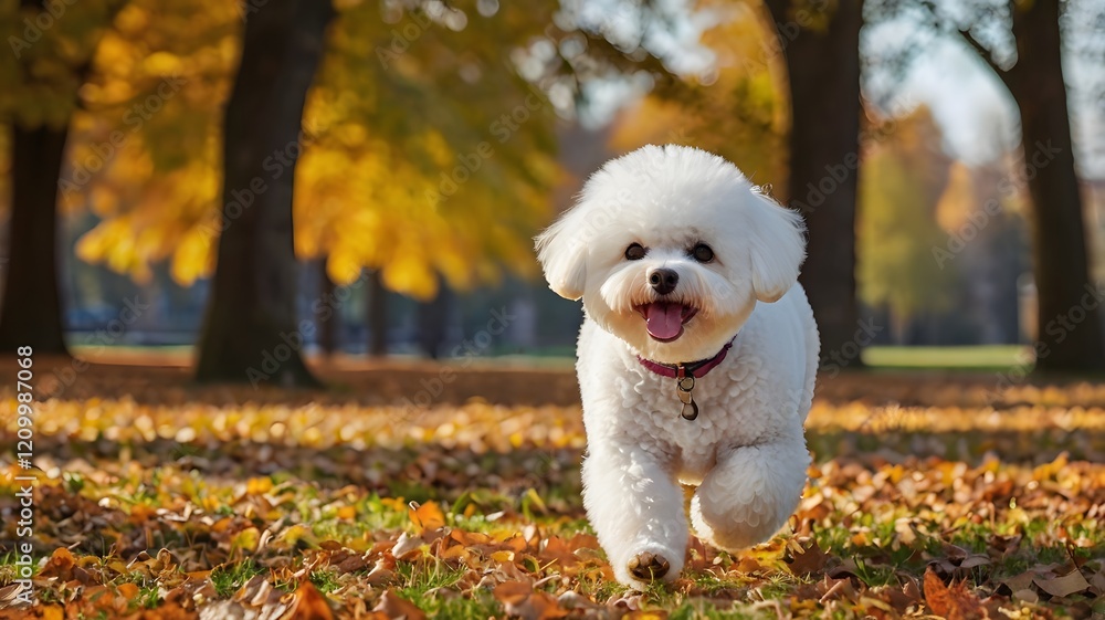 A joyful dog runs through a vibrant autumn forest, surrounded by golden leaves, capturing the essence of fall and playful moments. A joyful dog runs through a vibrant autumn forest, surrounded by golden leaves, capturing the essence of fall and playful moments.