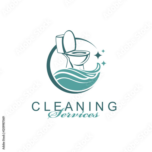cleaning service design with toilet bowl isolated on white background