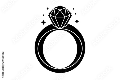 diamond engagement ring silhouette vector