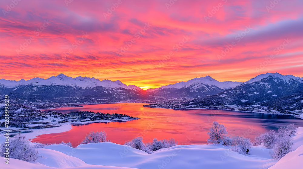 Obraz premium Sunrise over Scuol