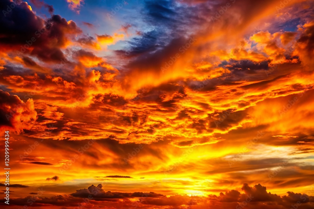 Vibrant Sunset Silhouette: Orange, Yellow, and Red Cloudscape Vibrant Sunset Silhouette: Orange, Yellow, and Red Cloudscape