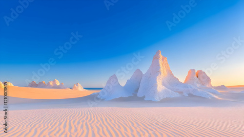 The Pinnacles are limestone formations appearing from the sand of the Nambung National Park, Western Australia photo