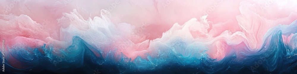 Fototapeta premium Abstract pastel pink and blue cloud-like fantasy background with watercolor texture