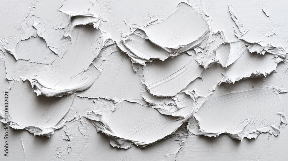 Textured White Paint Abstract Composition on Neutral Background Textured White Paint Abstract Composition on Neutral Background