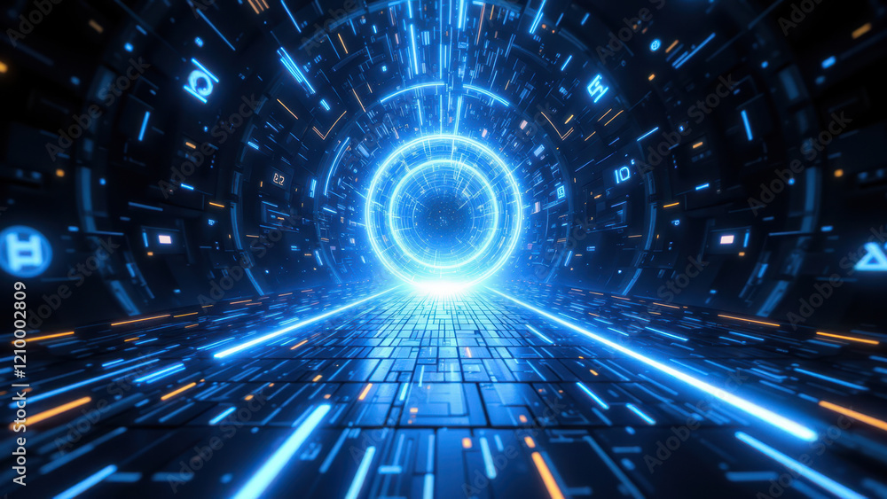 Obraz premium Futuristic AI tunnel with advanced technology