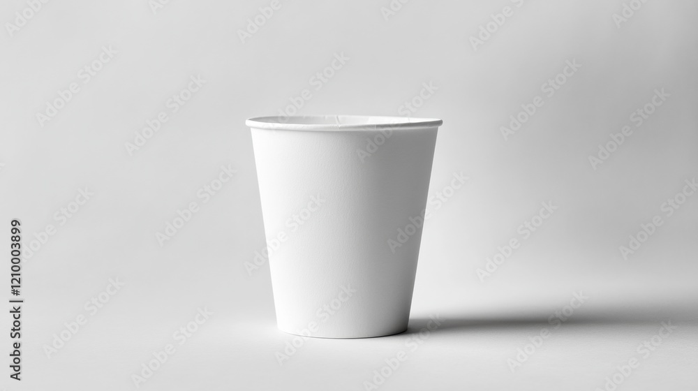 Plain White Disposable Paper Cup on Gray Background for Beverage Use Plain White Disposable Paper Cup on Gray Background for Beverage Use