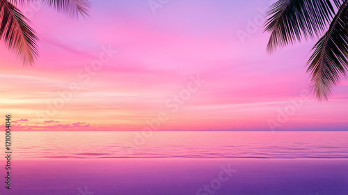 Tropical sunset with silhouette of palm tree looping animation