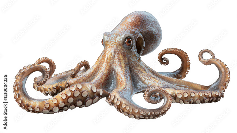 Obraz premium a realistic 3d rendering of an octopus showcasing its intricate textures and vibrant colors the octopus is depicted with its tentacles gracefully positioned. emphasizing its unique anatomy and fluid f