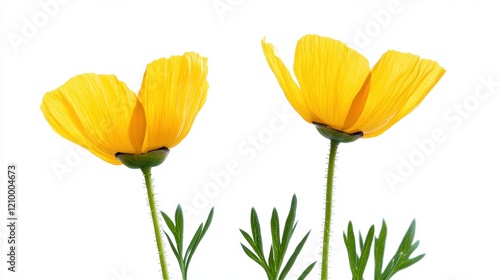 Wallpaper Mural Bright Yellow Flowers with Delicate Petals on White Background Torontodigital.ca