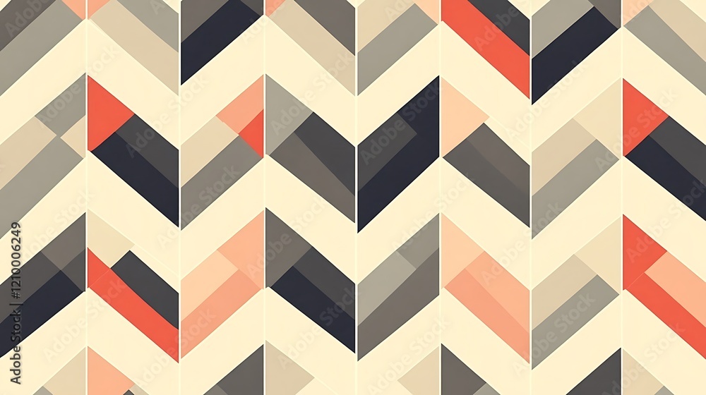 Abstract Geometric Chevron Pattern: A modern and stylish chevron pattern in muted coral, gray, and beige tones. Abstract Geometric Chevron Pattern: A modern and stylish chevron pattern in muted coral, gray, and beige tones.