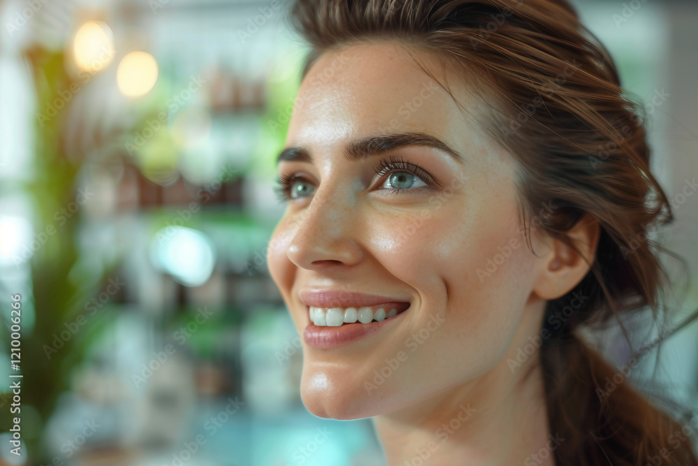 Obraz premium A woman in a hairdressing salon does her hair, generative ai