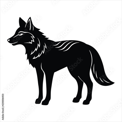  Extinct animal Falkland islands wolf silhouette vector illustration