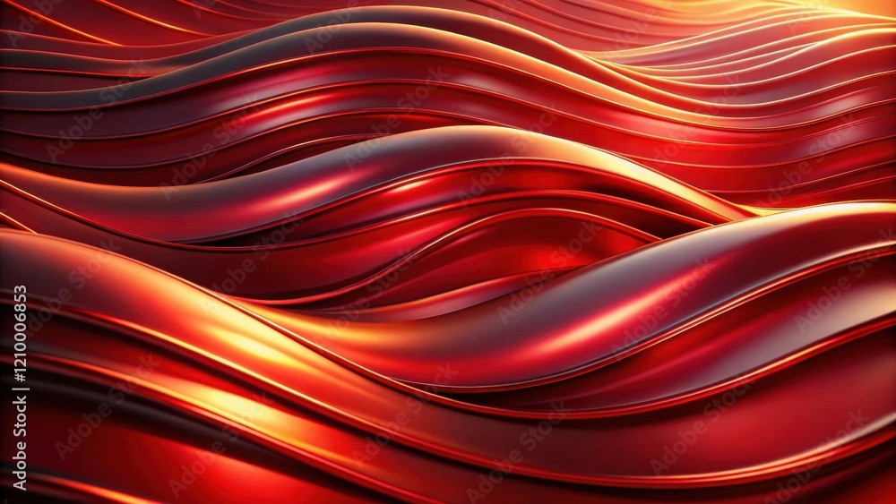 Fototapeta premium Abstract Red Waves Smooth, Shiny, and Luxurious Flowing Design