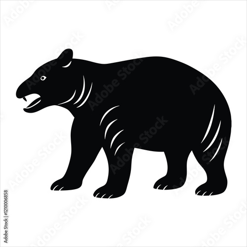 Extinct animal megatherium giant ground sloth silhouette vector illustration. photo