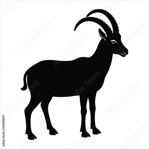  Extinct animal Pyrenean ibex silhouette vector illustration