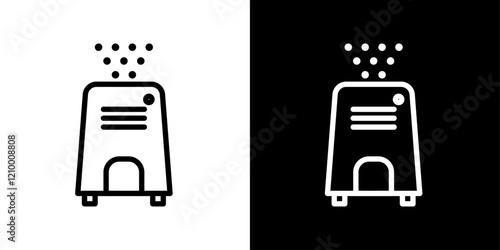 Air purifier icons set in thin black and white liner strokes