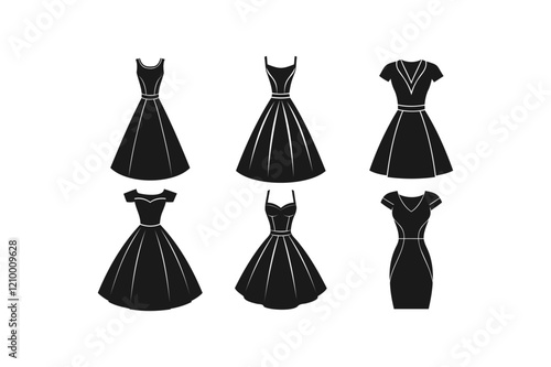 set of Stylish Black Women's Dresses in Various Styles