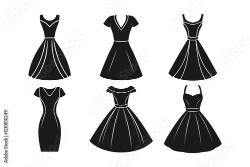 set of Stylish Black Women's Dresses in Various Styles