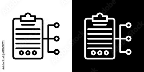 Smart contract icons set in thin black and white liner strokes