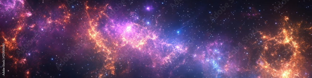 Naklejka premium Expansive cosmic nebula with vibrant colors and distant stars in outer space
