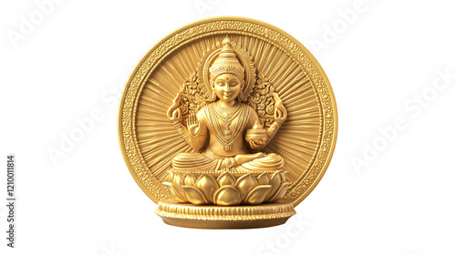 An icon of a traditional Indian gold coin (laxmi coin) symbolizing prosperity on a white background