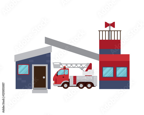 firefighter station and truck