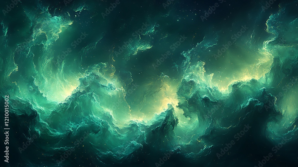 Emerald Nebula: A mesmerizing digital rendering of a vibrant emerald nebula, swirling with luminous gases and ethereal glows, creating a breathtaking cosmic landscape. Emerald Nebula: A mesmerizing digital rendering of a vibrant emerald nebula, swirling with luminous gases and ethereal glows, creating a breathtaking cosmic landscape.