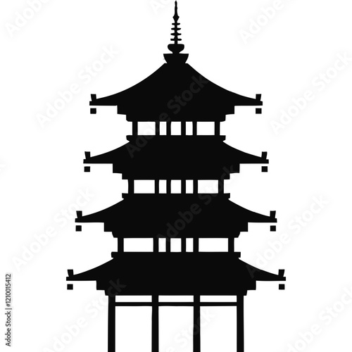 Silhouette of Traditional Pagoda