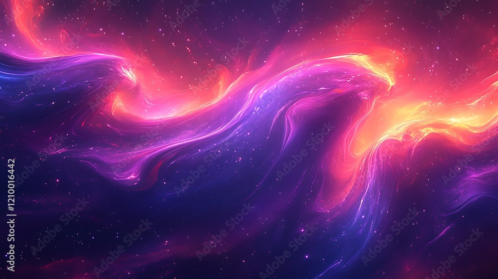 Obraz premium Cosmic Nebula: Swirling Nebula in vibrant hues of pink, purple, and orange, creating a mesmerizing cosmic dance of light and energy. A breathtaking abstract image perfect for science fiction.