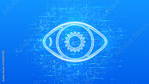 Eye icon. Ophthalmology. Vision eye care. Ophthalmologist consultation. Eye Exam. Laser Surgery. Choosing glasses. Blue medical background made with cross shape symbol. Vector illustration.