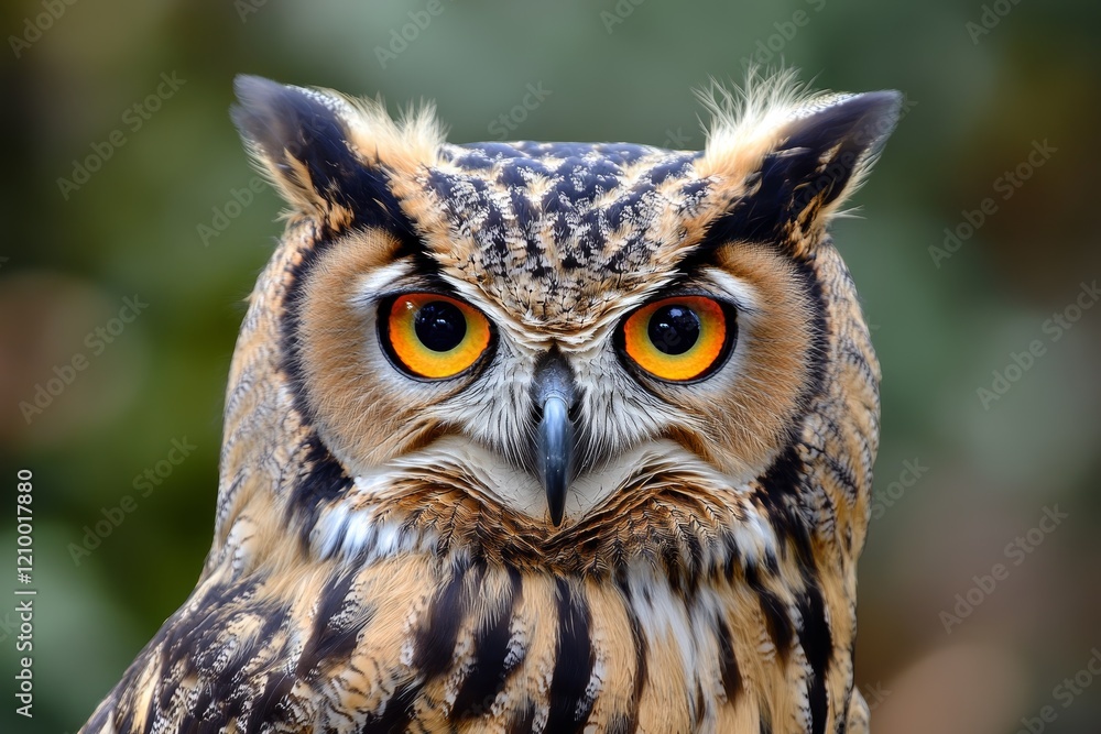 Owl's face, with bright eyes. Owl's face, with bright eyes.