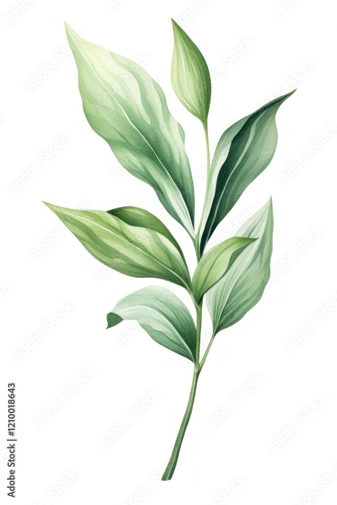 Fototapeta premium Botanical leaf plant herbs white background