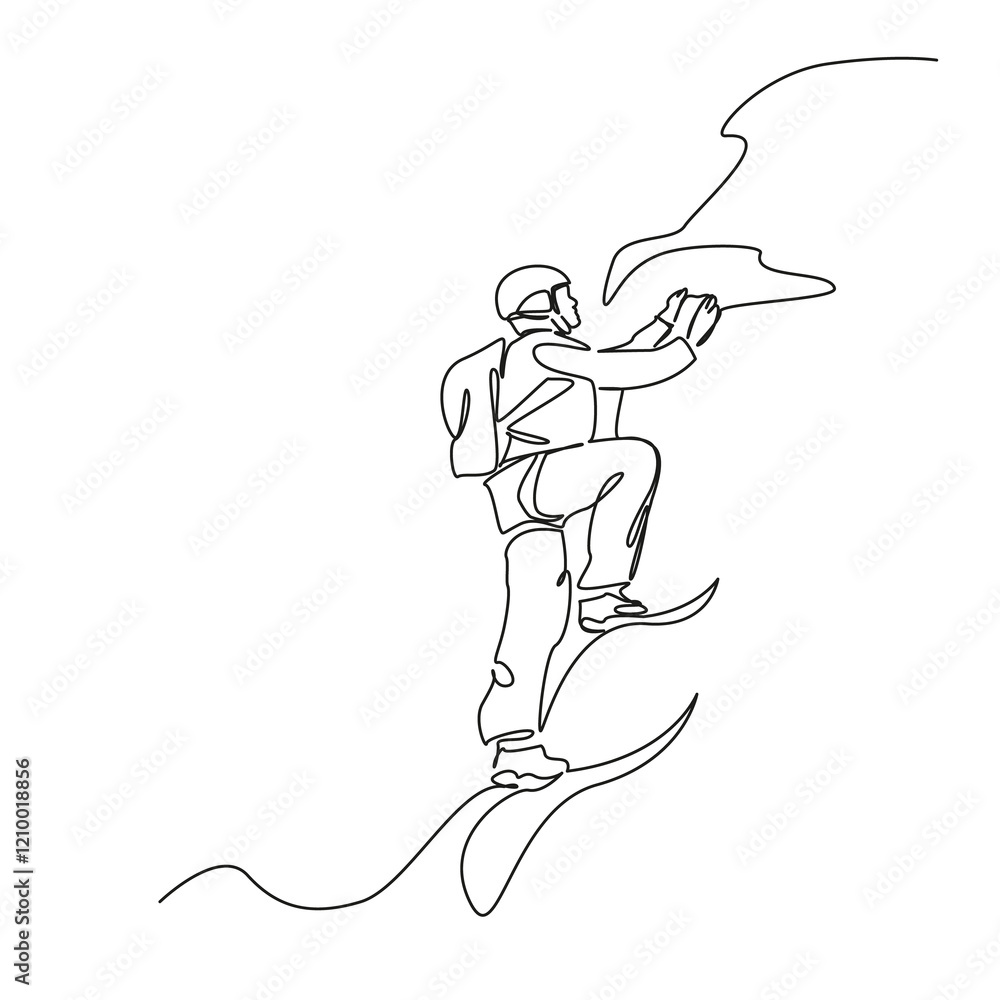 One continuous single drawing line art flat doodle mountain, outdoors, climbing, adventure, mountain climbing, sport climber. Isolated image hand draw contour on a white background, hand drawn, not A One continuous single drawing line art flat doodle mountain, outdoors, climbing, adventure, mountain climbing, sport climber. Isolated image hand draw contour on a white background, hand drawn, not A