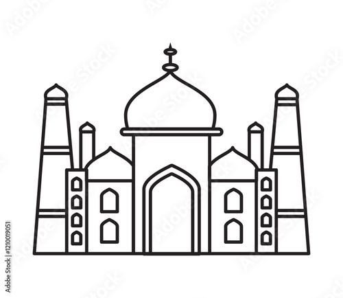 taj mahal temple line style