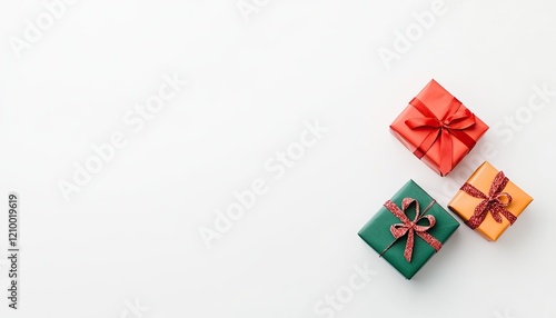 Wallpaper Mural Colorful wrapped gifts arranged on a clean white background, evoking a festive atmosphere Torontodigital.ca